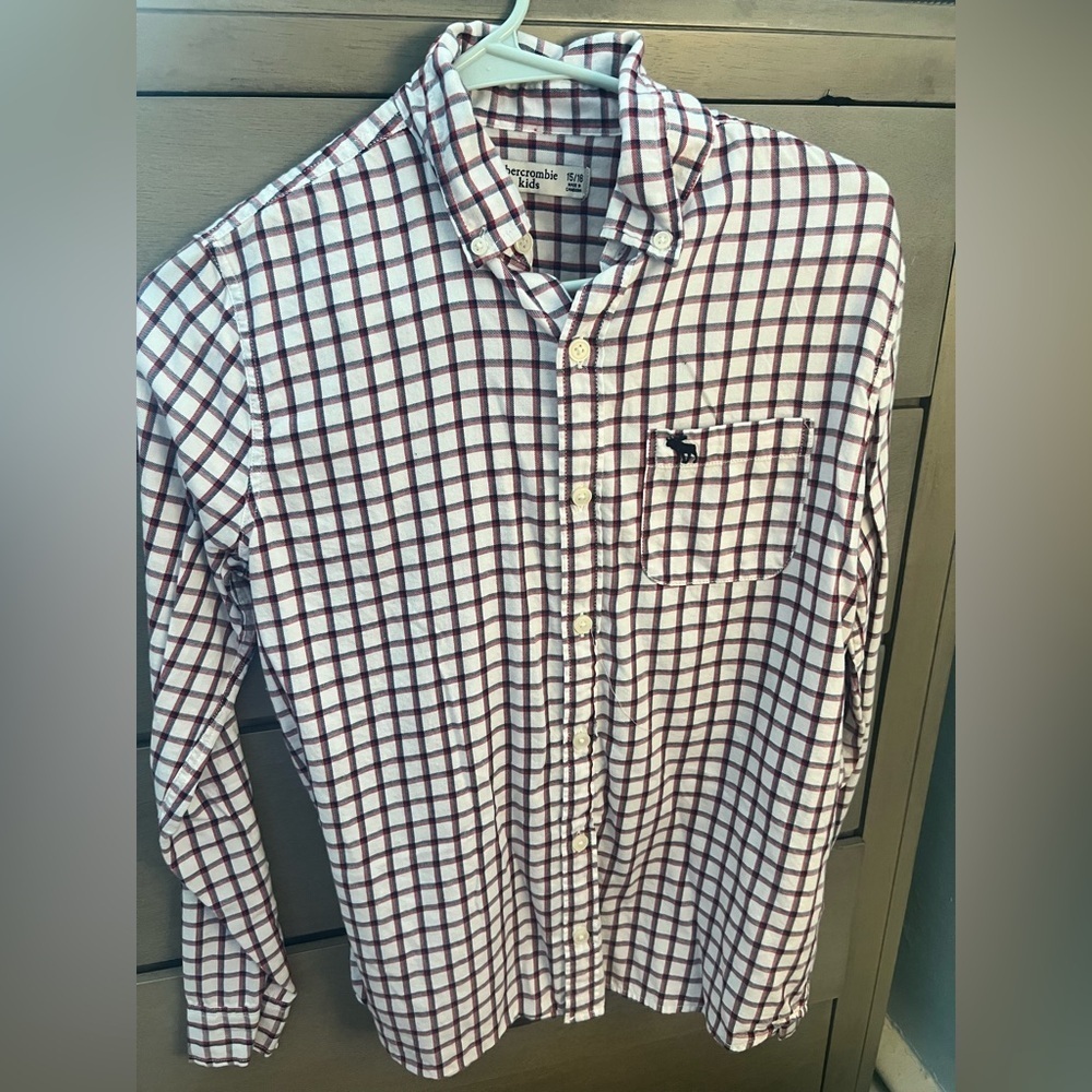 Abercrombie Kids Checkered Shirt in Red and White - Picture 1 of 6